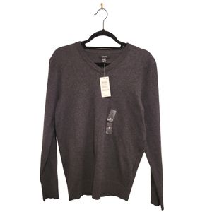 NEW Alfani Men's Gray Lightweight Cotton V Neck Pullover Sweater Lightweight Sm